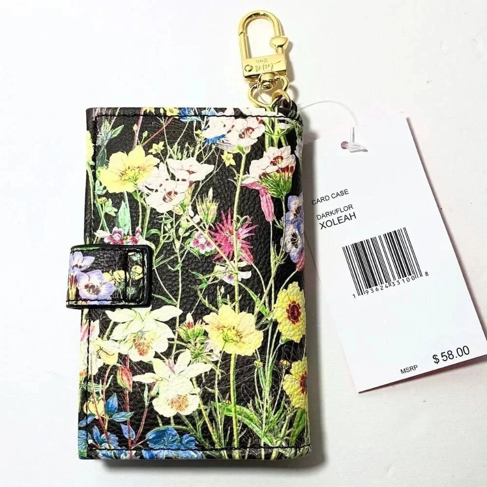 Betsey Johnson Dark Floral Card Case Wallet Bag Charm NWT - Picture 5 of 8